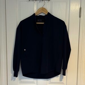 Rafaela Oversized Longsleeve Scrub Top, small XXS, Navy